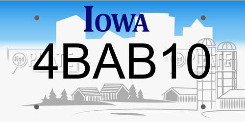4BAB10 Iowa License Plate