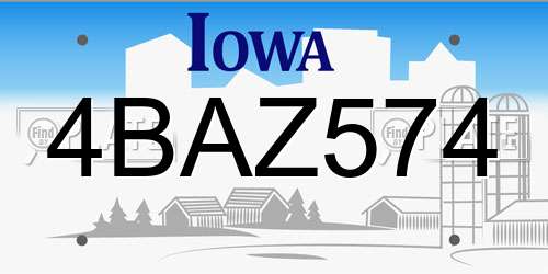 4BAZ574 Iowa License Plate