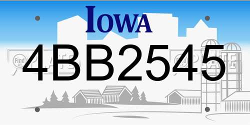 4BB2545 Iowa License Plate
