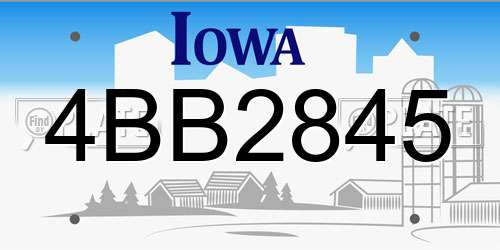 4BB2845 Iowa License Plate