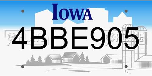 4BBE905 Iowa License Plate