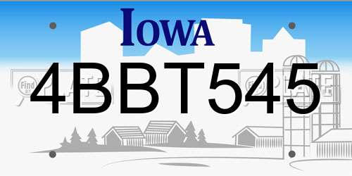 4BBT545 Iowa License Plate