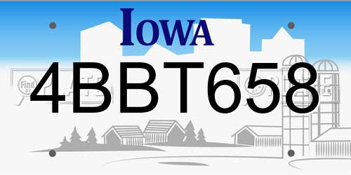 4BBT658 Iowa License Plate