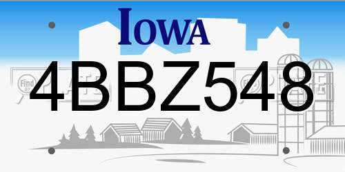 4BBZ548 Iowa License Plate