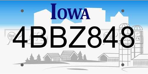 4BBZ848 Iowa License Plate