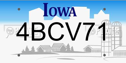 4BCV71 Iowa License Plate