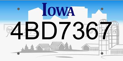 4BD7367 Iowa License Plate