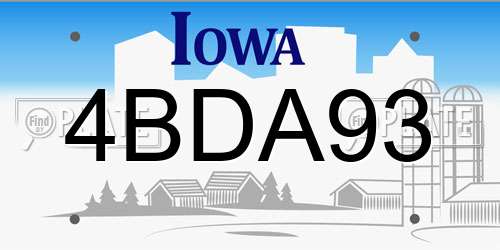 4BDA93 Iowa License Plate