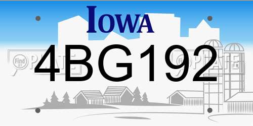 4BG192 Iowa License Plate