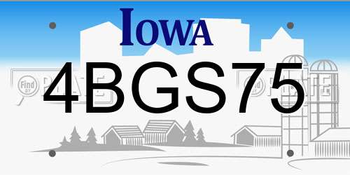 4BGS75 Iowa License Plate