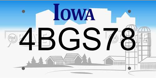 4BGS78 Iowa License Plate