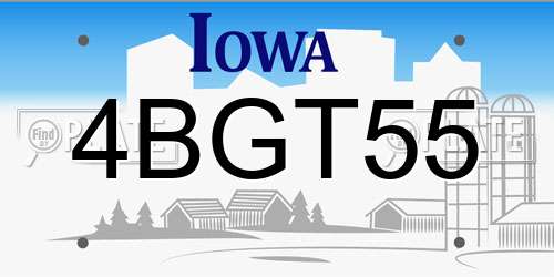 4BGT55 Iowa License Plate
