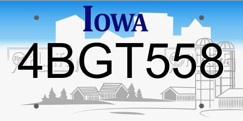 4BGT558 Iowa License Plate