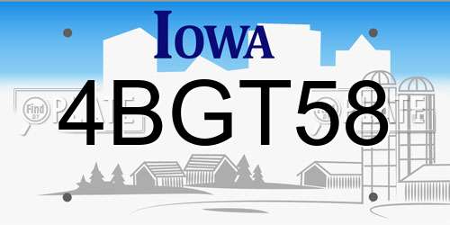4BGT58 Iowa License Plate