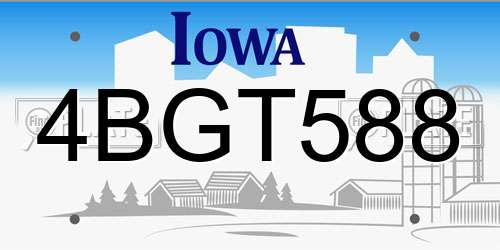 4BGT588 Iowa License Plate