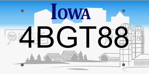 4BGT88 Iowa License Plate