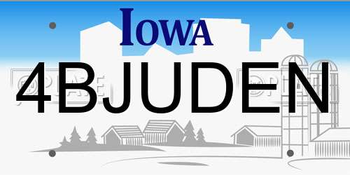 4BJUDEN Iowa License Plate
