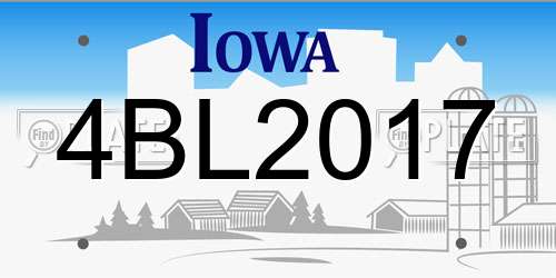 4BL2017 Iowa License Plate