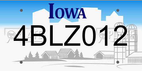 4BLZ012 Iowa License Plate
