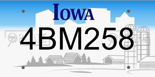 4BM258 Iowa License Plate
