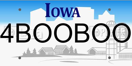 4BOOBOO Iowa License Plate