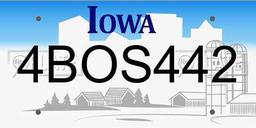 4BOS442 Iowa License Plate