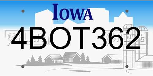 4BOT362 Iowa License Plate