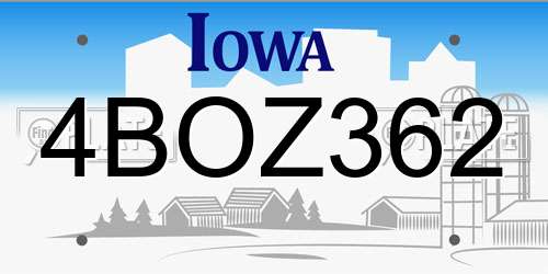 4BOZ362 Iowa License Plate