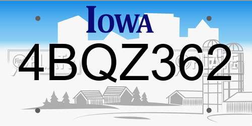 4BQZ362 Iowa License Plate