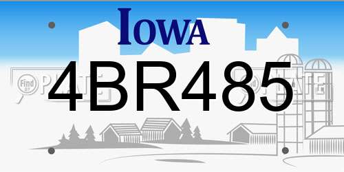 4BR485 Iowa License Plate