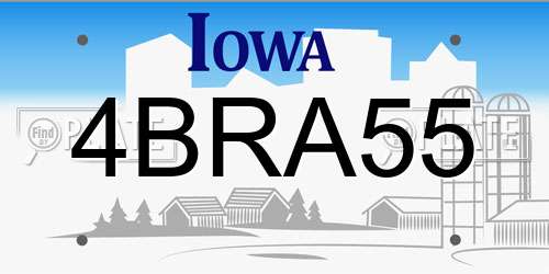4BRA55 Iowa License Plate