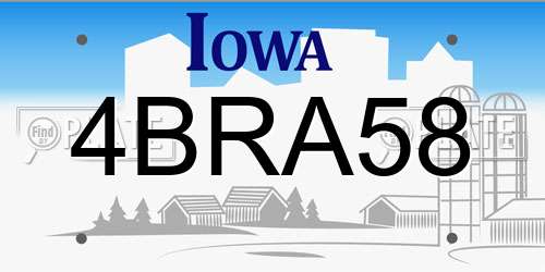 4BRA58 Iowa License Plate