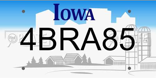 4BRA85 Iowa License Plate