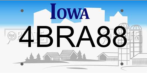 4BRA88 Iowa License Plate