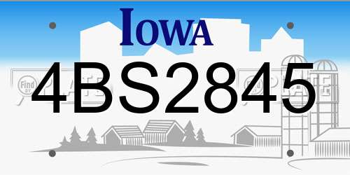 4BS2845 Iowa License Plate