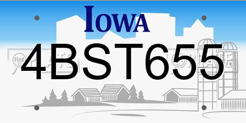 4BST655 Iowa License Plate