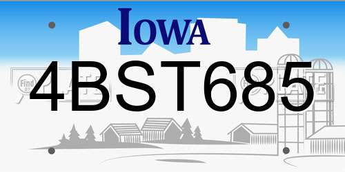 4BST685 Iowa License Plate