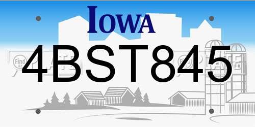 4BST845 Iowa License Plate