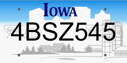 4BSZ545 Iowa License Plate