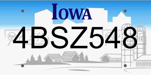 4BSZ548 Iowa License Plate