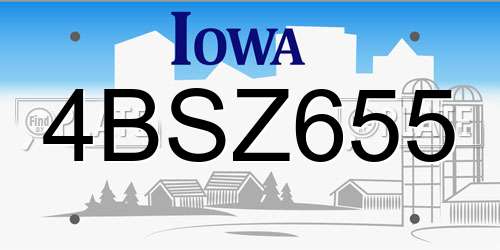 4BSZ655 Iowa License Plate