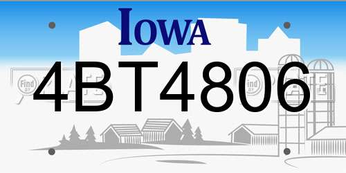 4BT4806 Iowa License Plate