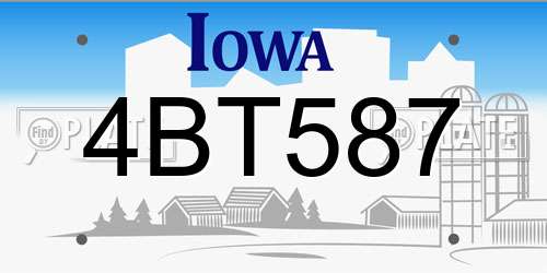 4BT587 Iowa License Plate