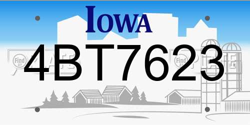 4BT7623 Iowa License Plate
