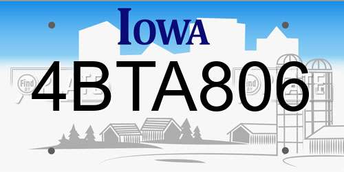 4BTA806 Iowa License Plate