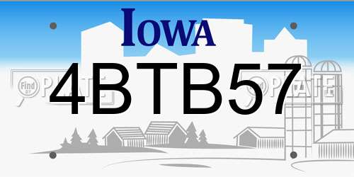 4BTB57 Iowa License Plate