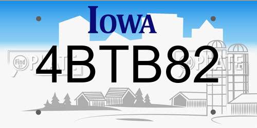 4BTB82 Iowa License Plate
