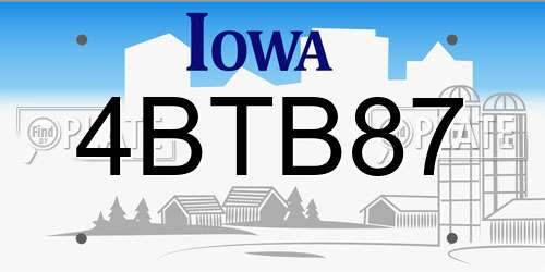 4BTB87 Iowa License Plate