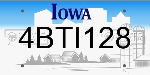 4BTI128 Iowa License Plate