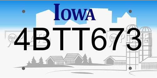 4BTT673 Iowa License Plate